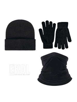 Set Invierno: Gorro Polar Cuello Polar Y Guante De Lana