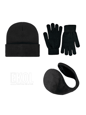 Set Invierno: Gorro Polar Orejera Y Guante De Lana