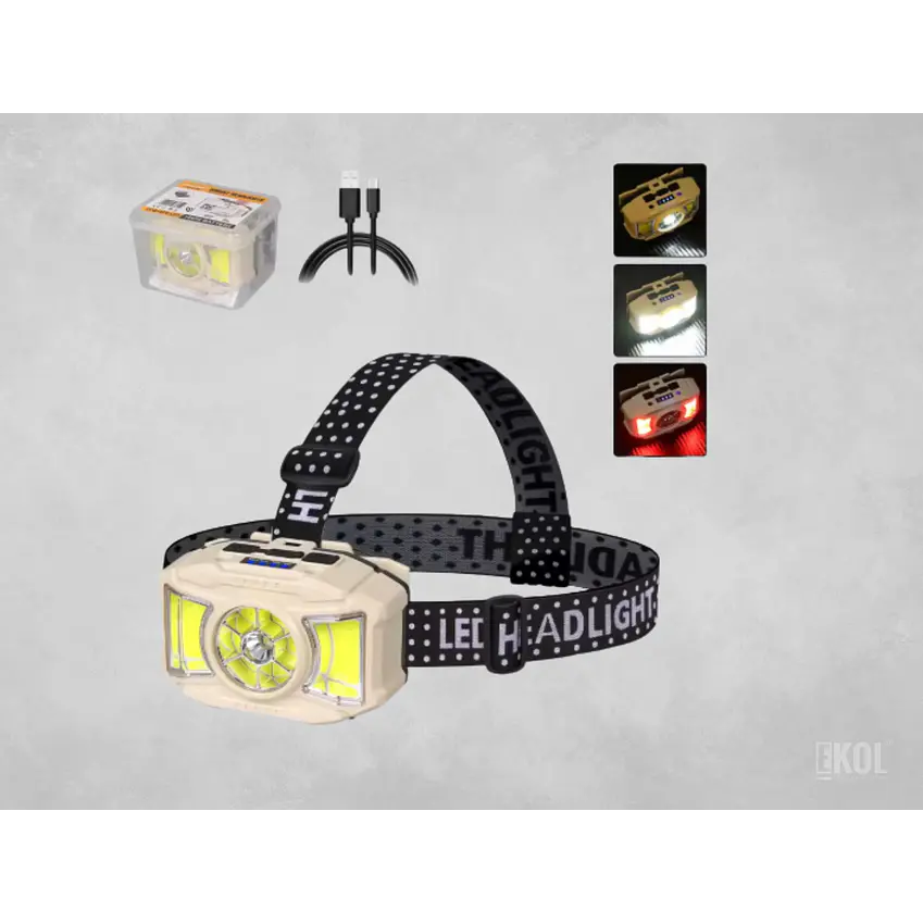 Linterna de Cabeza Profesional – Sensor Inteligente, Luz LED COB, Recargable e Impermeable 3