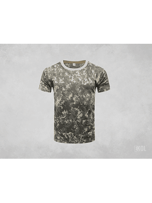 Polera Algodon Manga Corta Camuflaje Pixelada