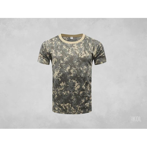 Polera Algodon Manga Corta Camuflaje Pixelada 1