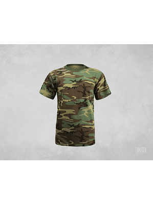 Polera Manga Corta Poliester Camuflaje Militar