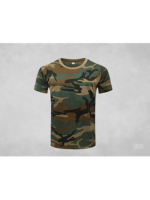 Polera Manga Corta 100% Algodón Camuflaje Militar