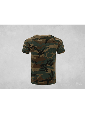 Polera Manga Corta 100% Algodón Camuflaje Militar