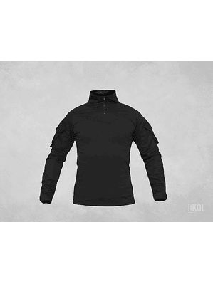 Polera Combat Esdy Shirt Negra Estilo Militar Airsoft Manga Larga