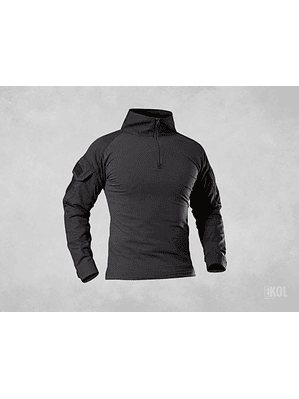 Polera Combat Esdy Shirt Negra Estilo Militar Airsoft Manga Larga