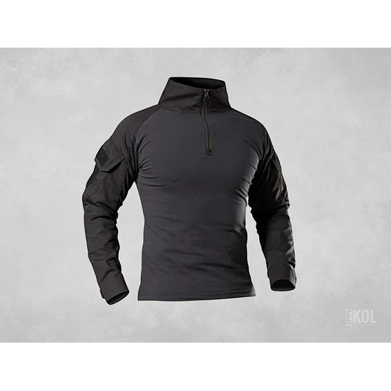 Polera Combat Esdy Shirt Negra Estilo Militar Airsoft Manga Larga 1