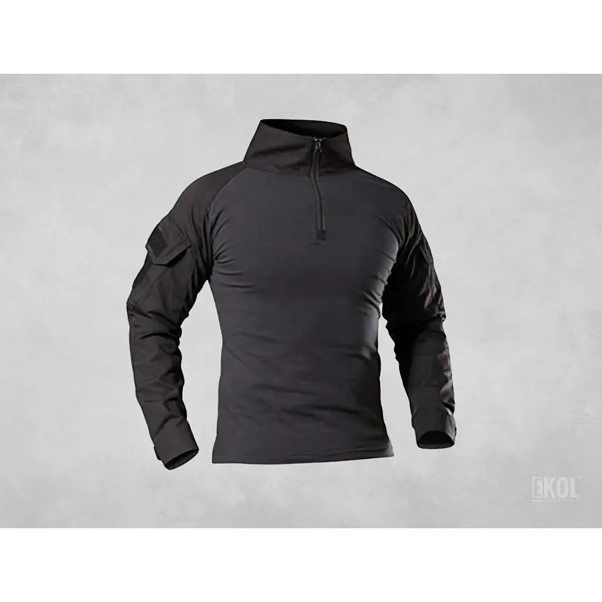 Polera Combat Esdy Shirt Negra Estilo Militar Airsoft Manga Larga 1