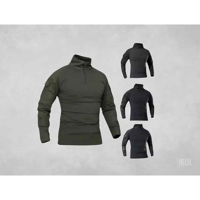 Polera Combat Esdy Shirt Negra Estilo Militar Airsoft Manga Larga 3