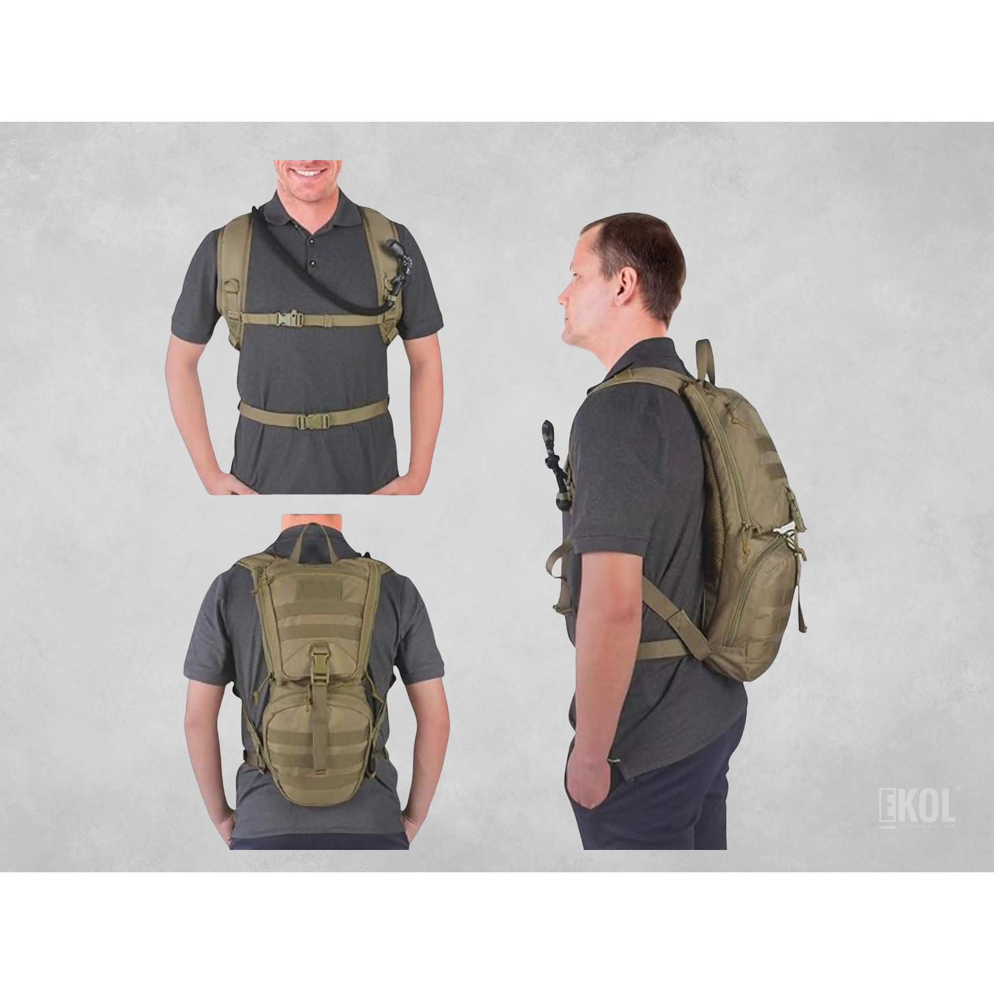 Mochila De Hidratación Táctica Molle + Silbato 8