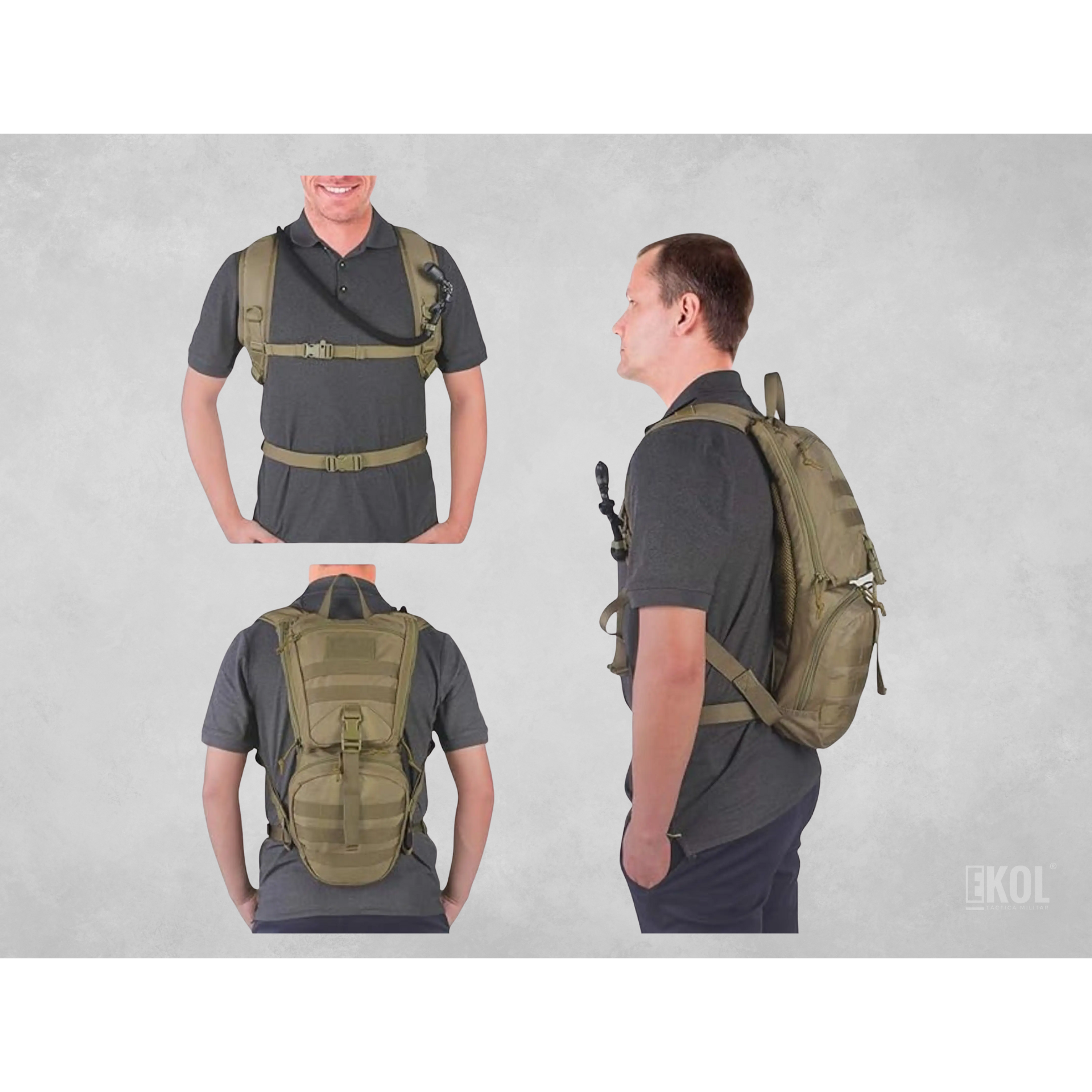 Mochila De Hidratación Táctica Molle + Silbato 8