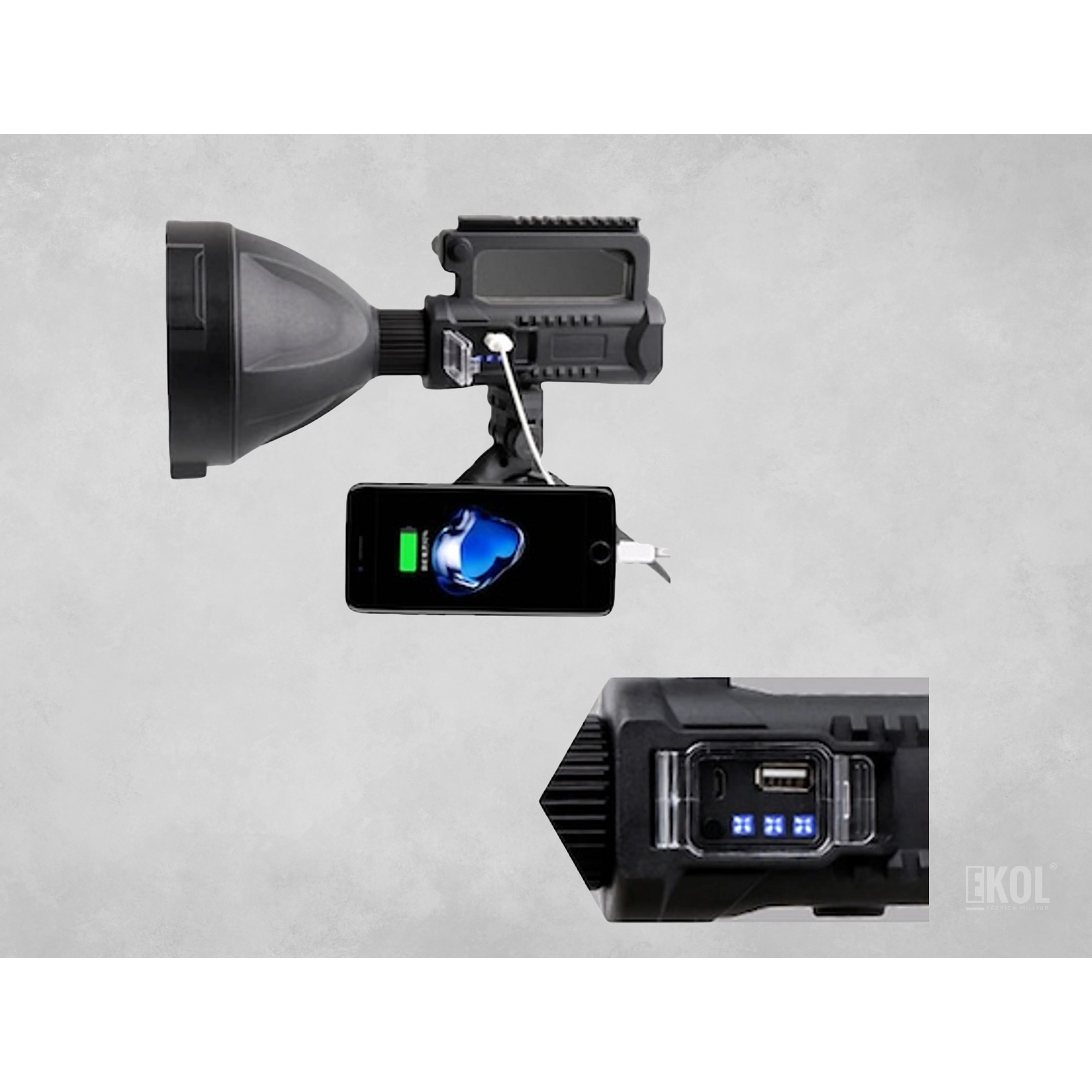 Foco Led Portátil Multifuncional USB W591 P90 8000mAh + Trípode 2