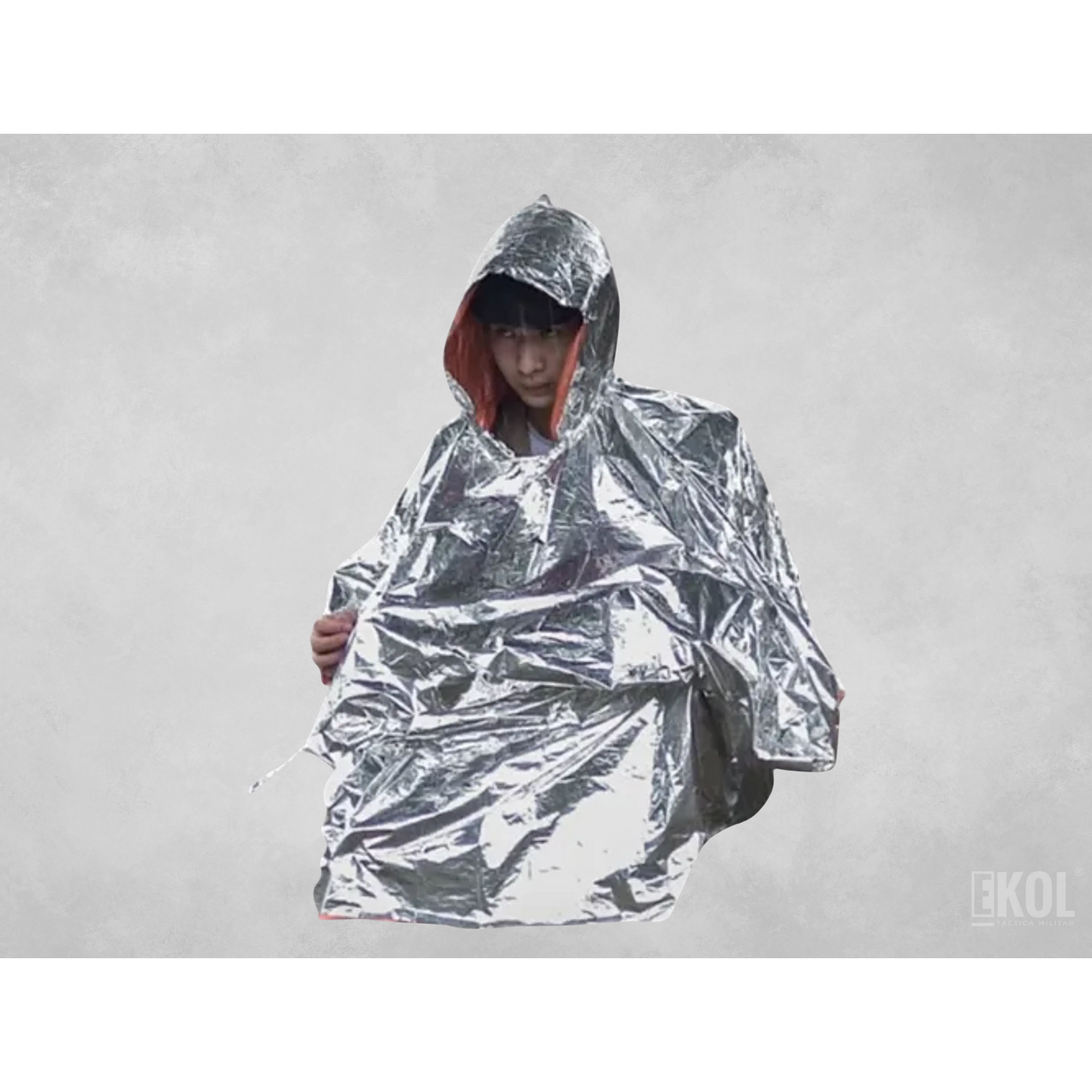 Poncho Emergencia Manta Térmica Reversible Reflectante Sos 2