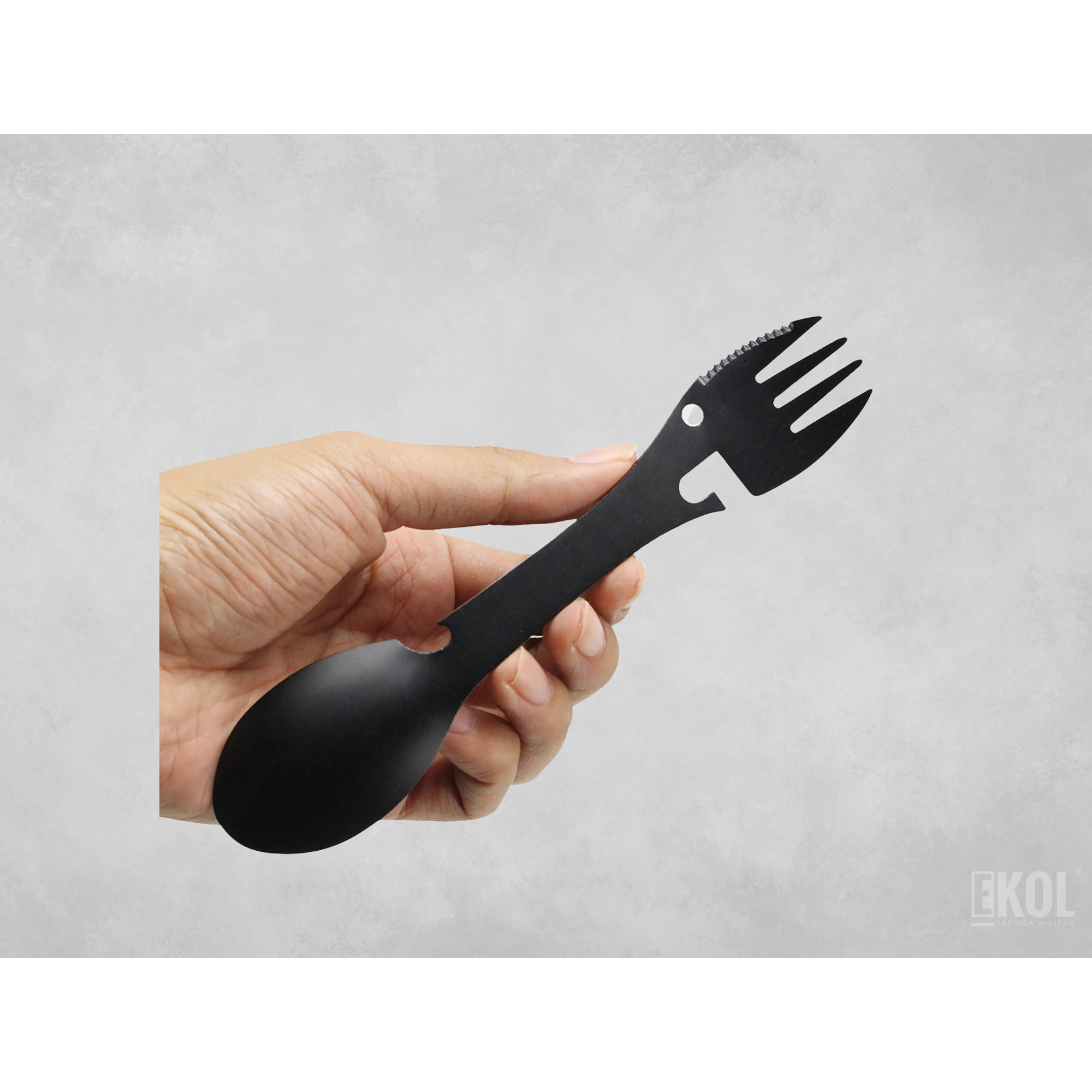 Cuchillo Cuchara Tenedor 5 En 1 - Camping 100 Hierro 2