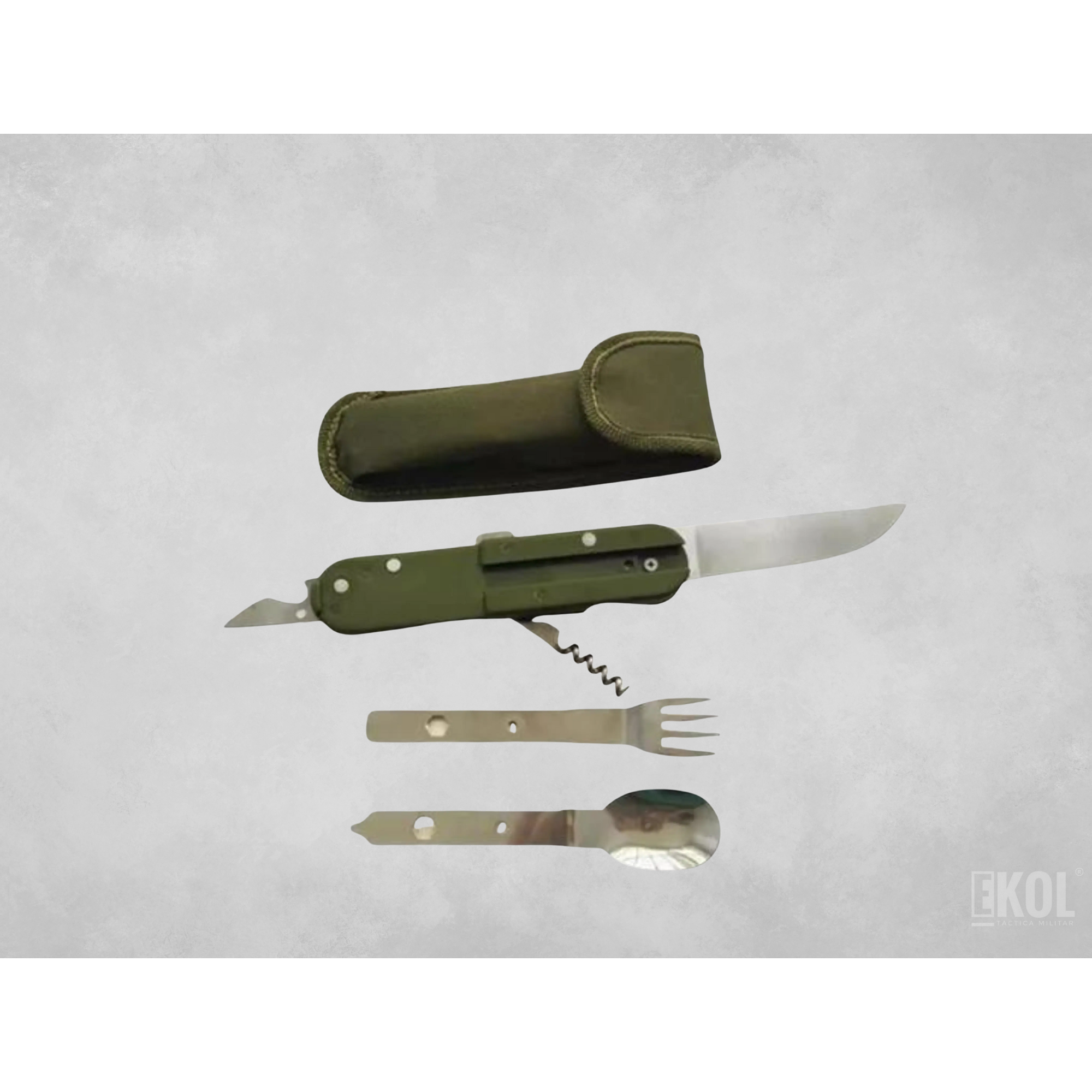 Set Cubiertos Camping Multiuso 5 En 1 Portátil Supervivencia 1