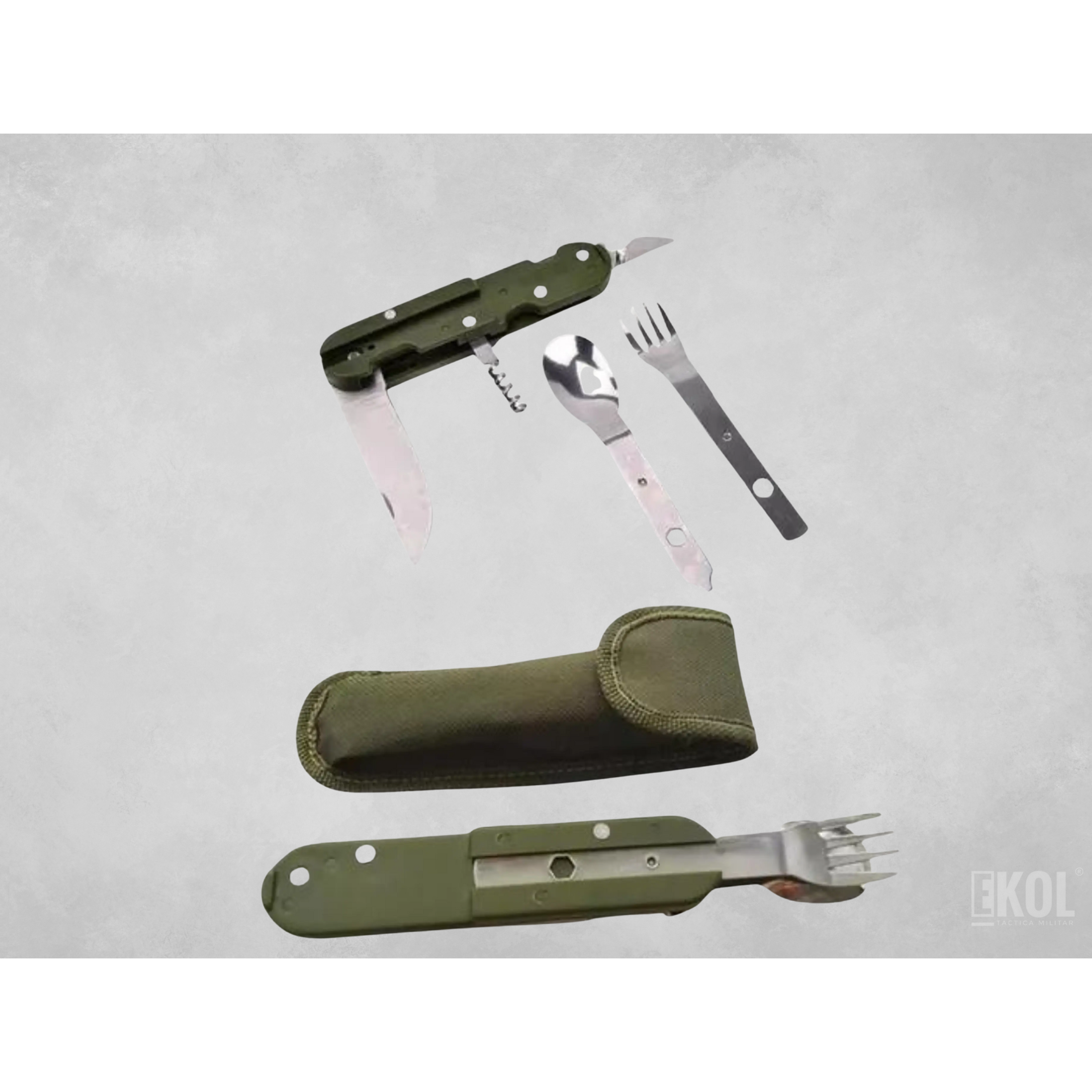 Set Cubiertos Camping Multiuso 5 En 1 Portátil Supervivencia 5