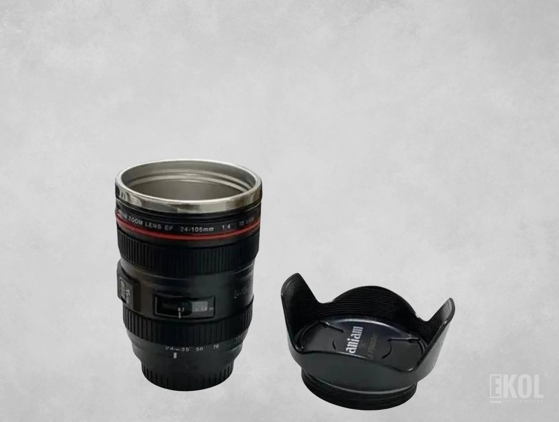 Taza Termo Cafe Tazon Tipo Lente Camara Fotografica Alumino