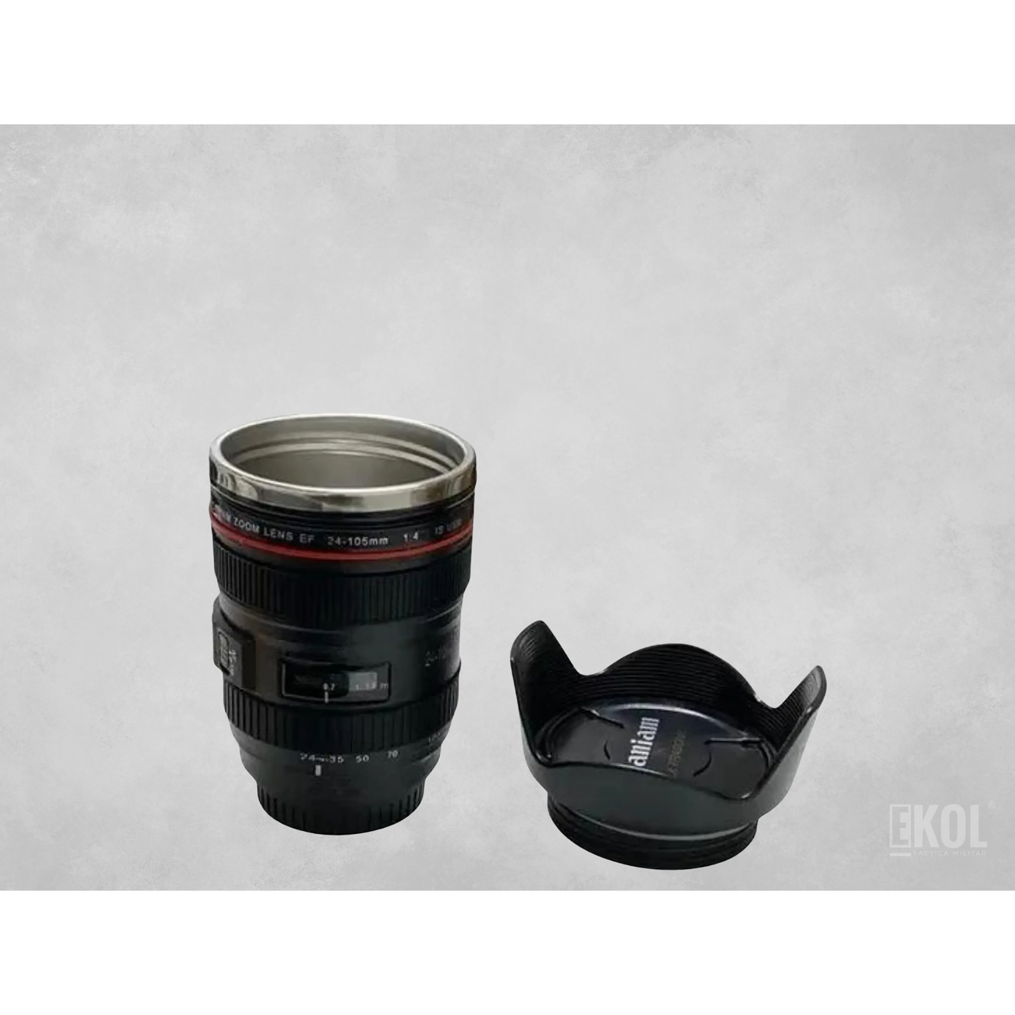 Taza Termo Cafe Tazon Tipo Lente Camara Fotografica Alumino 2