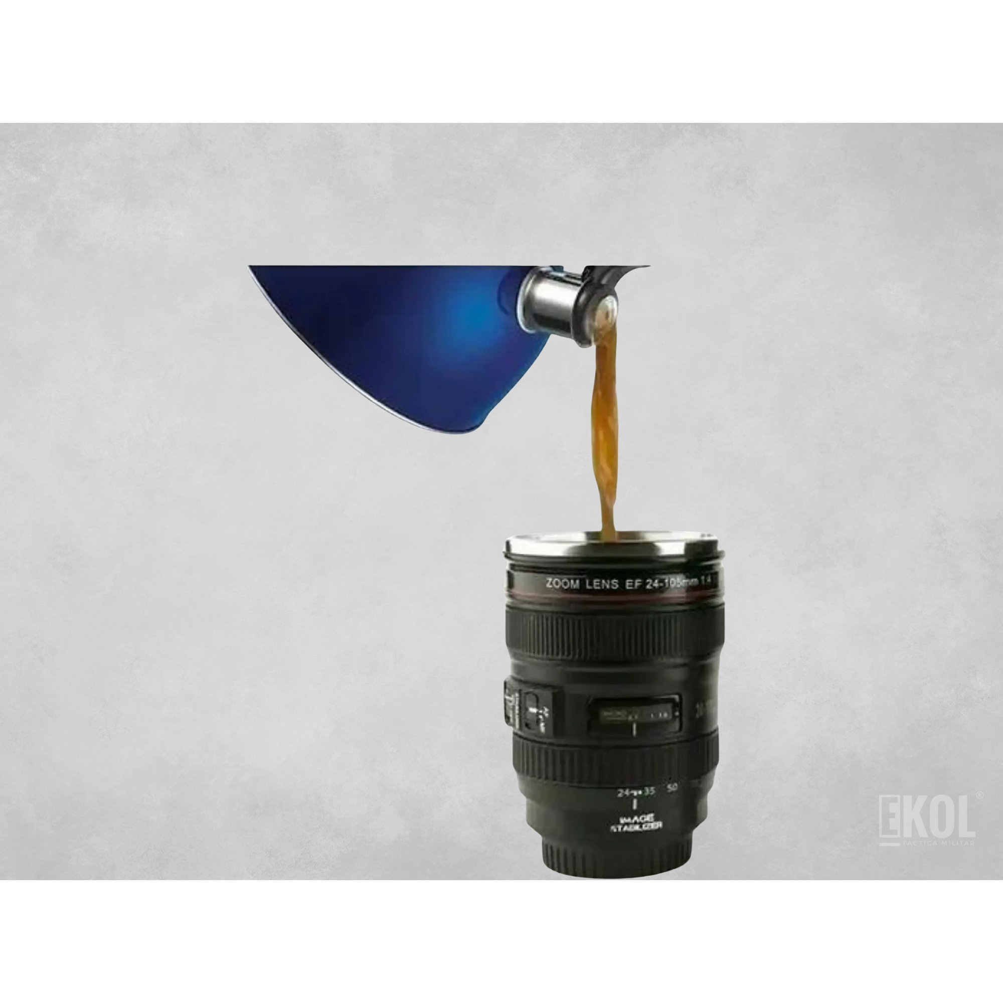 Taza Termo Cafe Tazon Tipo Lente Camara Fotografica Alumino 3