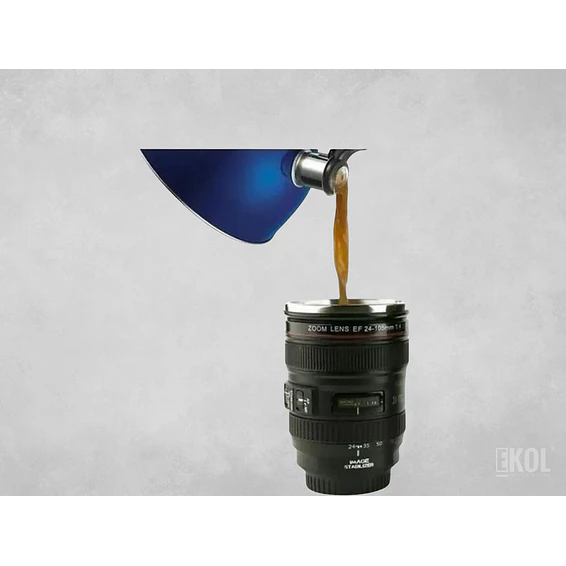 Taza Termo Cafe Tazon Tipo Lente Camara Fotografica Alumino 3