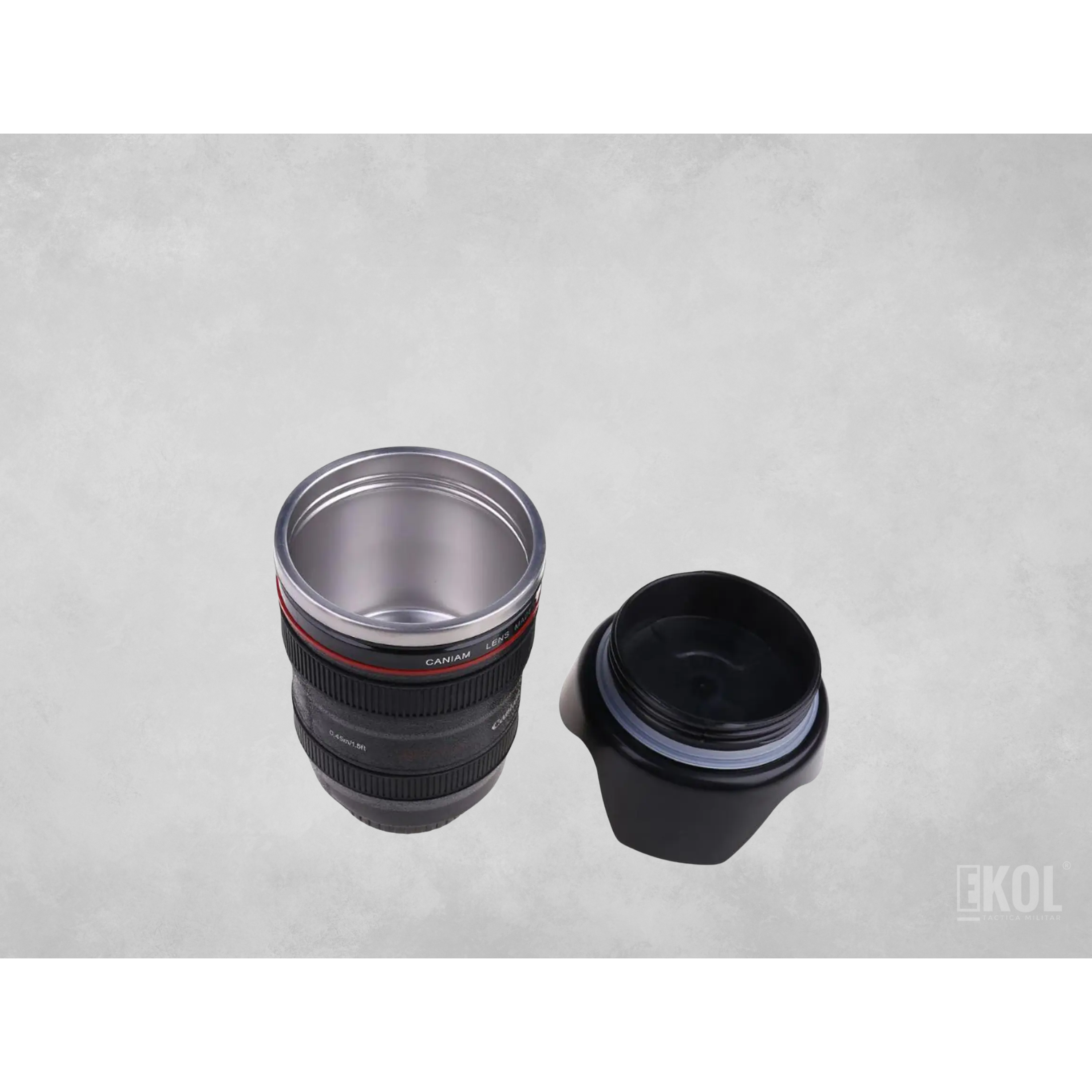 Taza Termo Cafe Tazon Tipo Lente Camara Fotografica Alumino 5