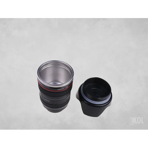 Taza Termo Cafe Tazon Tipo Lente Camara Fotografica Alumino 5