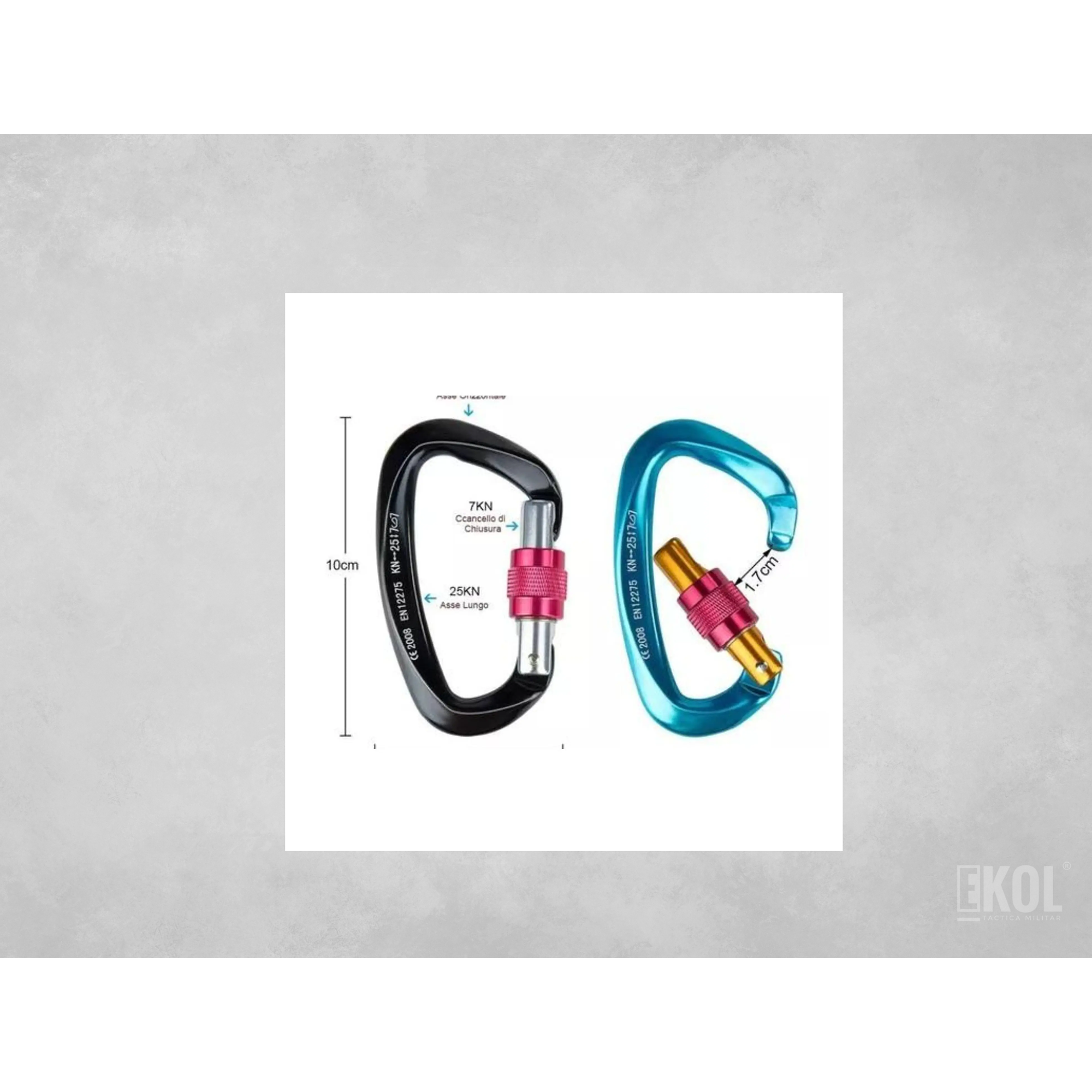 Mosquetón Climbing Resistente Profesional 25 Kn Multiuso 10