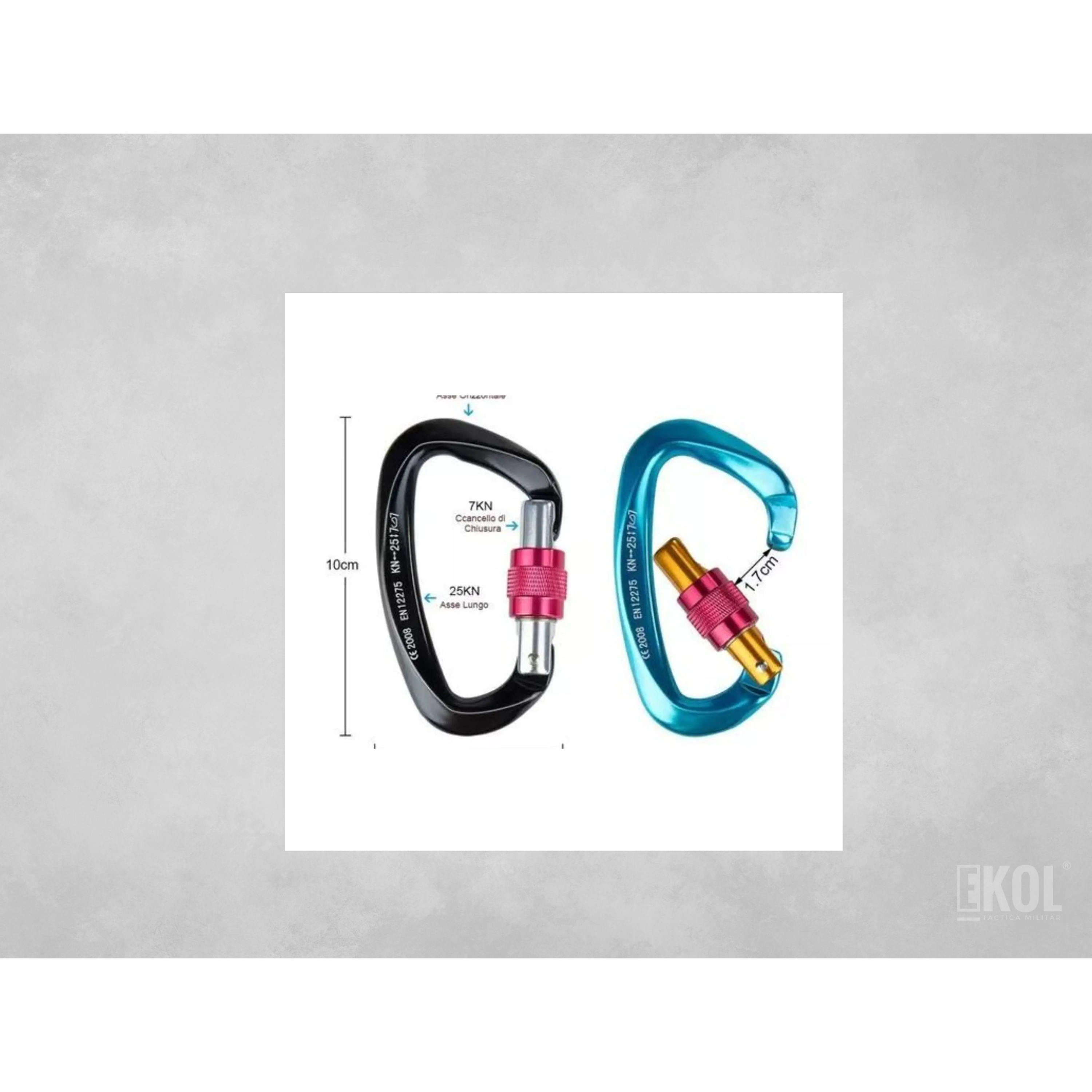 Mosquetón Climbing Resistente Profesional 25 Kn Multiuso 10