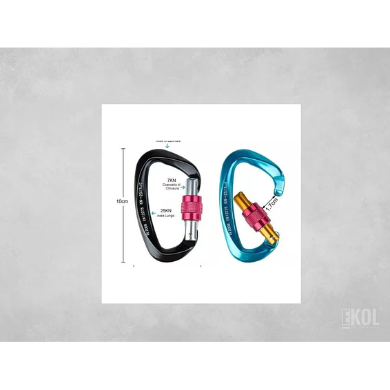 Mosquetón Climbing Resistente Profesional 25 Kn Multiuso 10