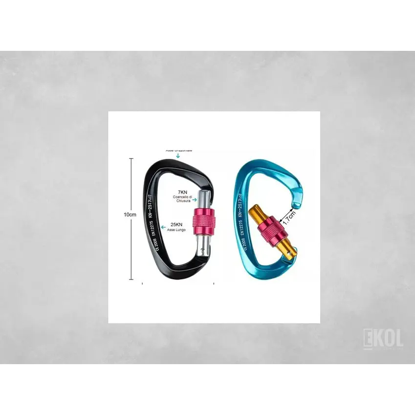 Mosquetón Climbing Resistente Profesional 25 Kn Multiuso 10