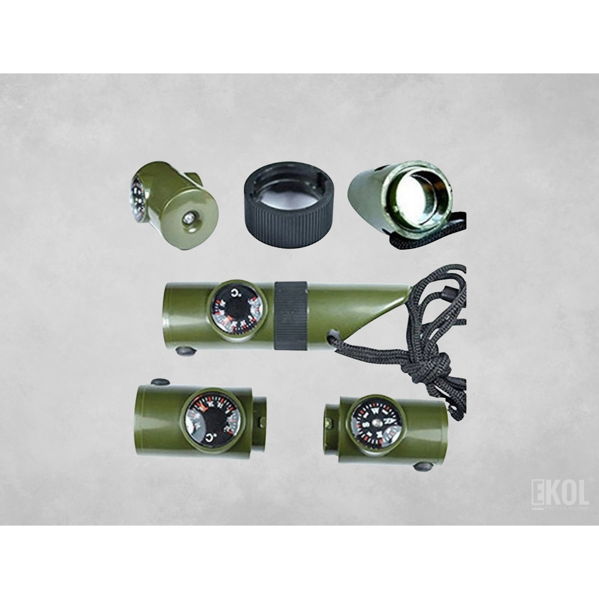 Silbato Emergencia Brújula + Termómetro + Lupa 7 En 1  5