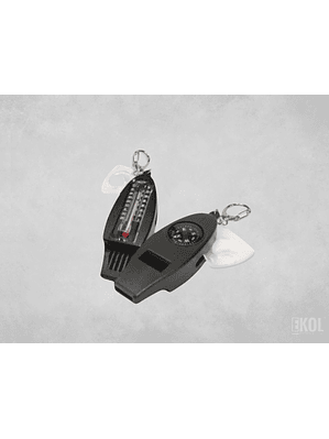 Silbato + Brujula + Termómetro + Lupa + Llavero