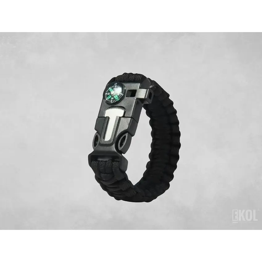 Pulsera Paracord Supervivencia Pedernal Brujula Silbato 1