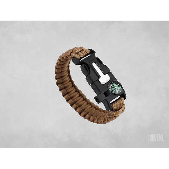 Pulsera Paracord Supervivencia Pedernal Brujula Silbato 2