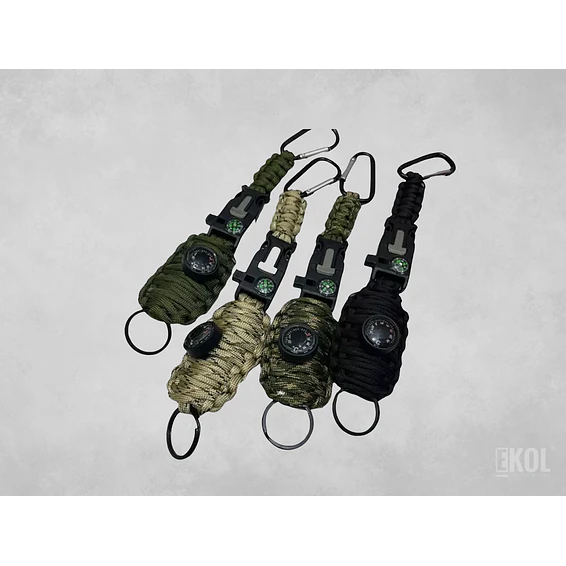 Paracord Kit De Pesca Con Mosquetón Brújula Silbato Pedernal 4