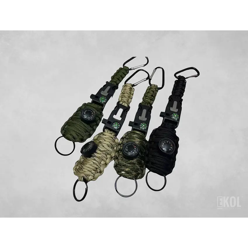 Paracord Kit De Pesca Con Mosquetón Brújula Silbato Pedernal 4