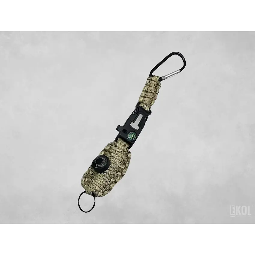Paracord Kit De Pesca Con Mosquetón Brújula Silbato Pedernal 3
