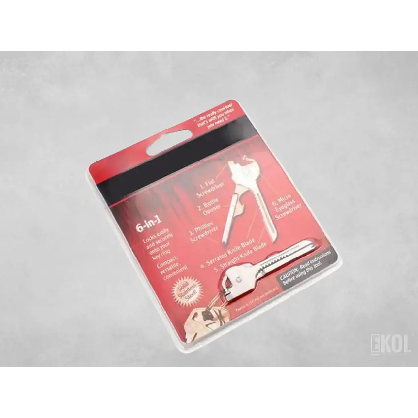 LLAVE MULTIFUNCIONAL TIPO LLAVERO TÁCTICO BOLSILLO 6 EN 1 2