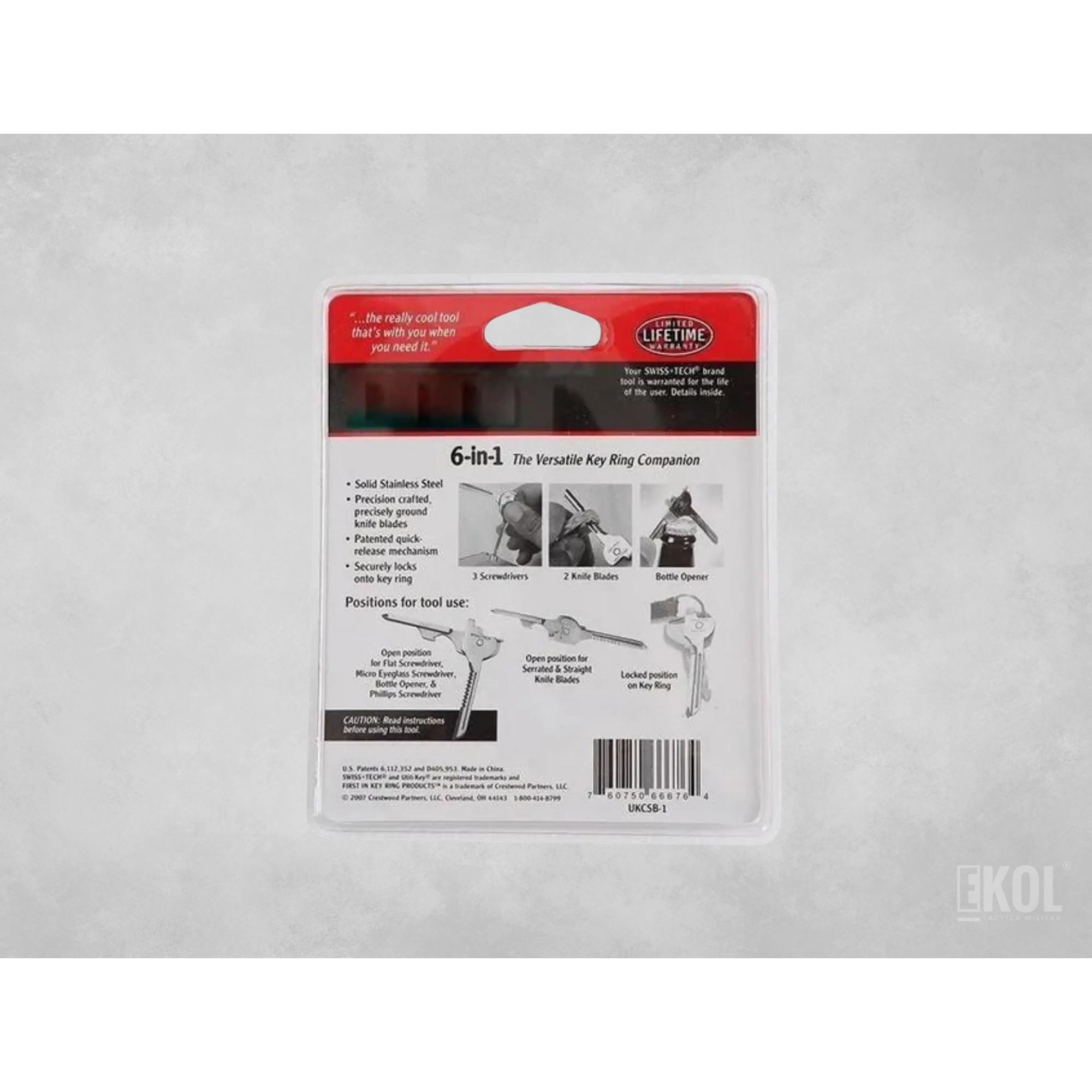 LLAVE MULTIFUNCIONAL TIPO LLAVERO TÁCTICO BOLSILLO 6 EN 1 3