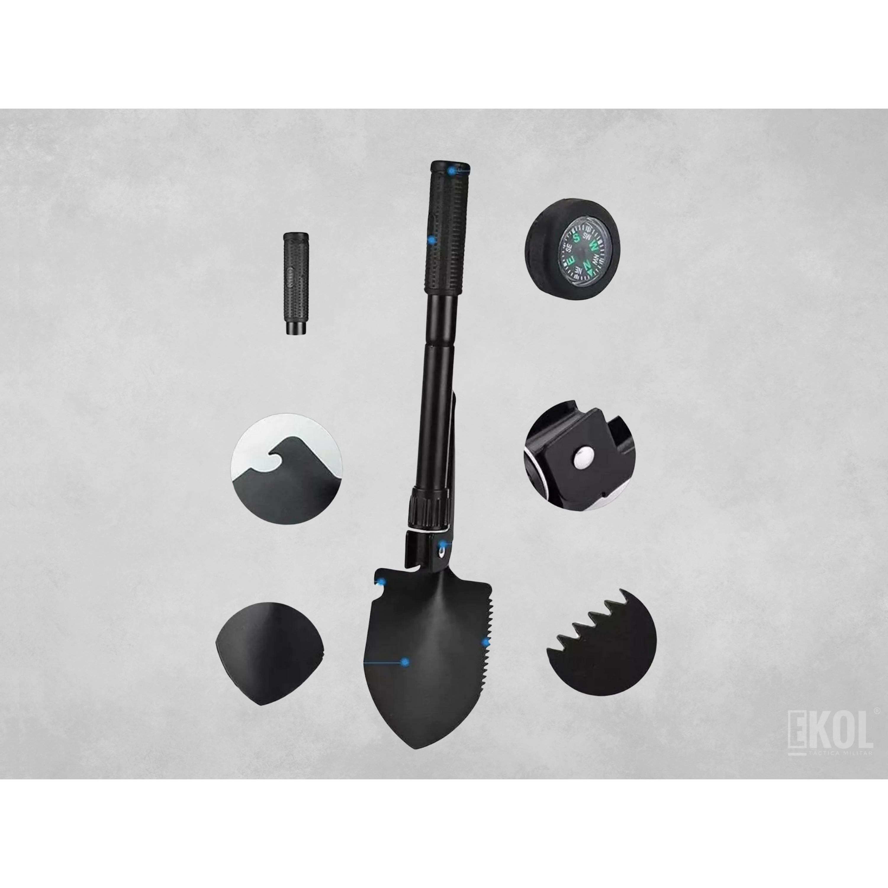 Pala Pico Camping Plegable Negro Camping Trekking Montañismo 3