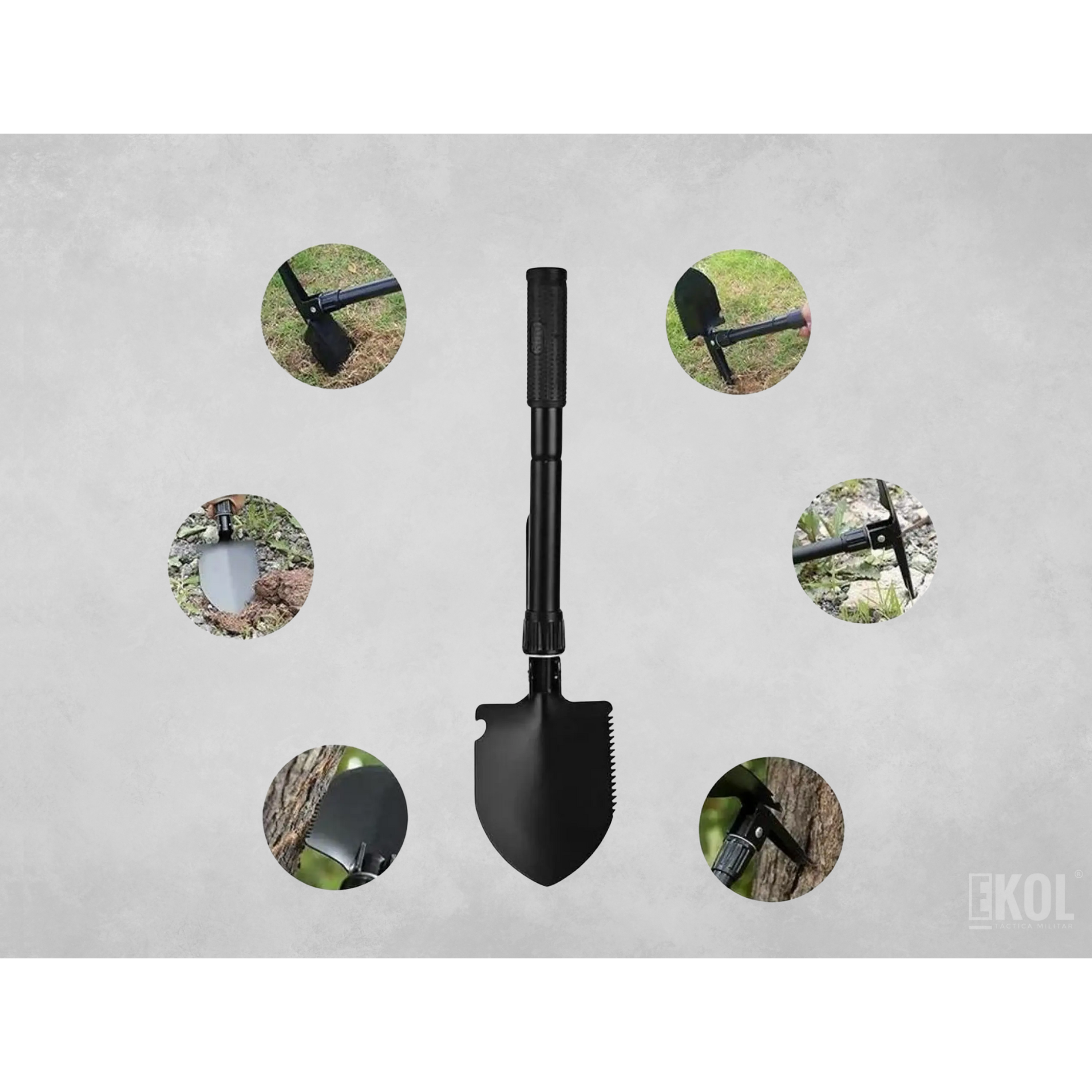 Pala Pico Camping Plegable Negro Camping Trekking Montañismo 4