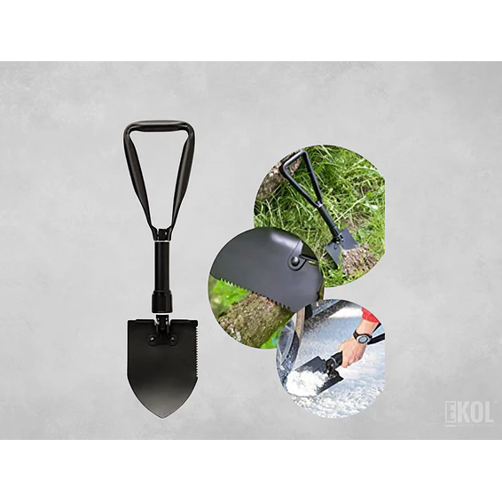 Pala Portátil Plegable Negra Grande Estuche Camping Montañismo  9