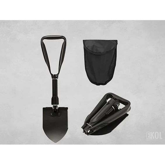 Pala Portátil Plegable Negra Grande Estuche Camping Montañismo  2