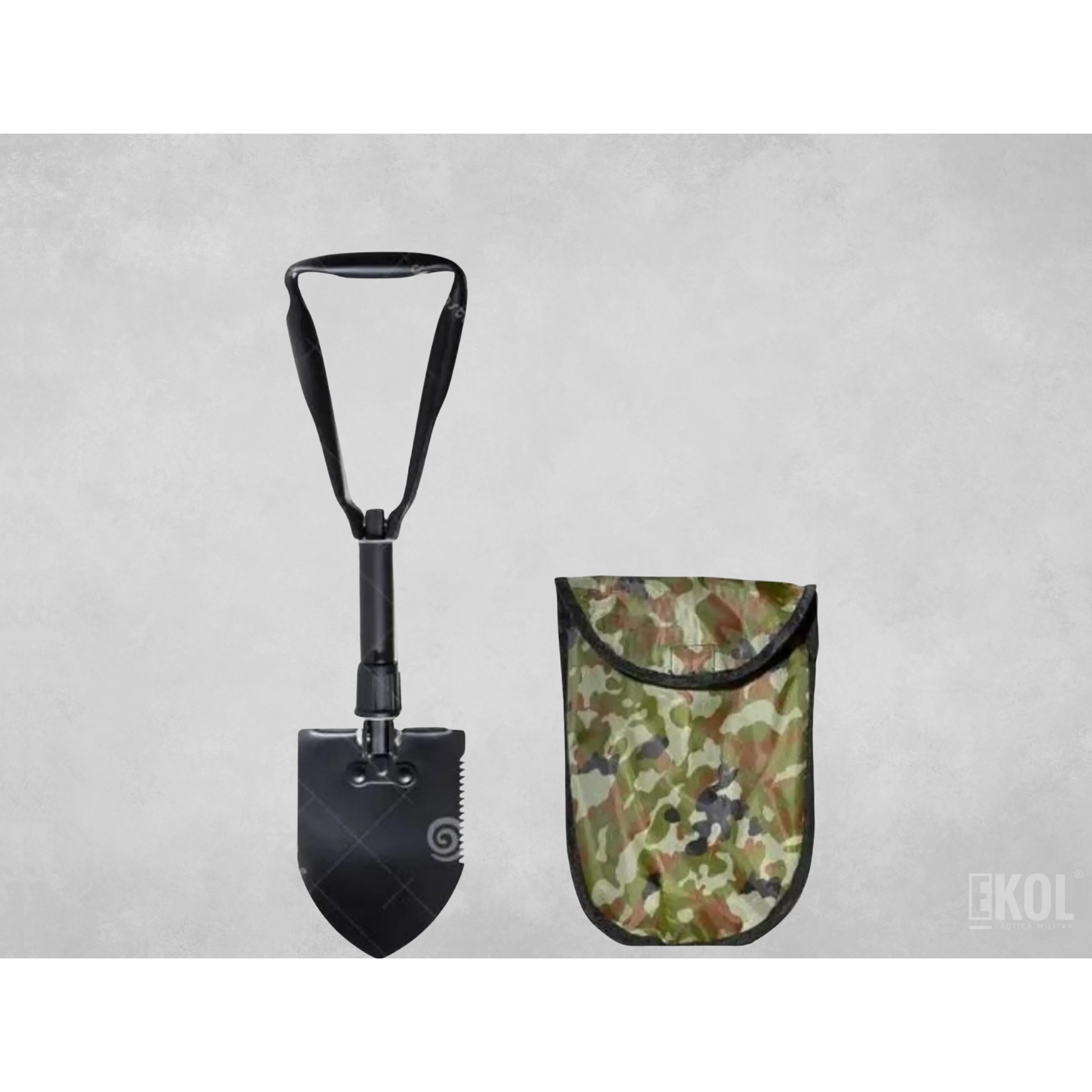 Pala Portátil Plegable Negra Grande Estuche Camping Montañismo  1