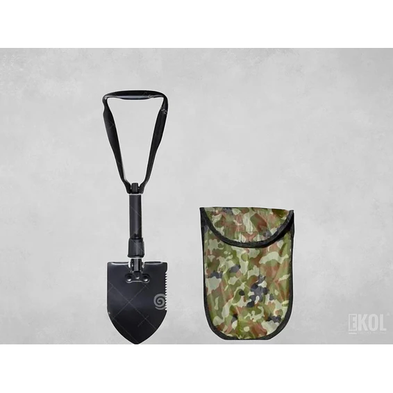 Pala Portátil Plegable Negra Grande Estuche Camping Montañismo  1