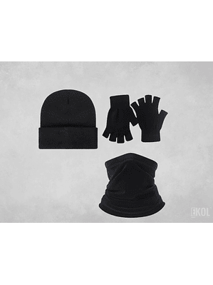 Set Invierno: Gorro Polar Cuello Polar Y Guante Sin Dedos