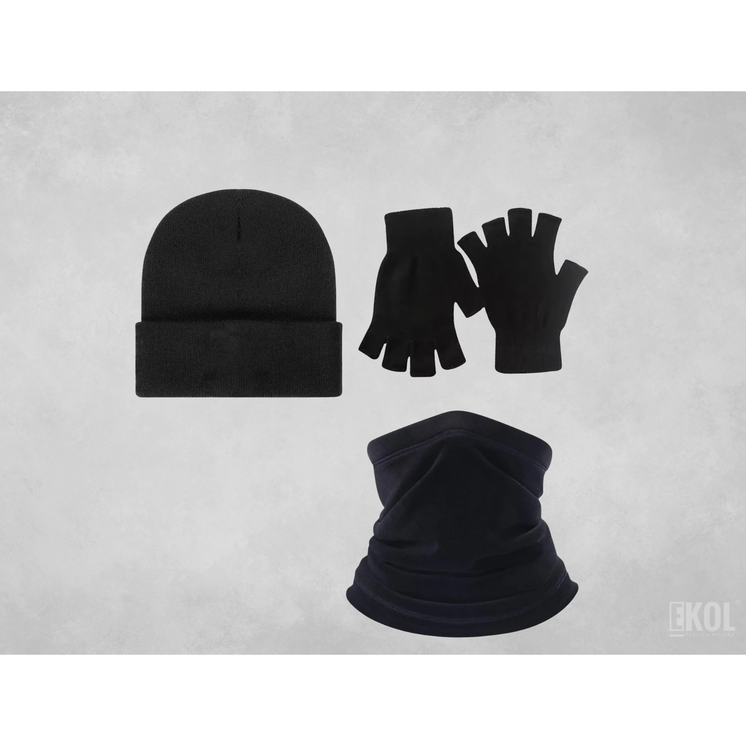 Set Invierno: Gorro Polar Cuello Polar Y Guante Sin Dedos 1