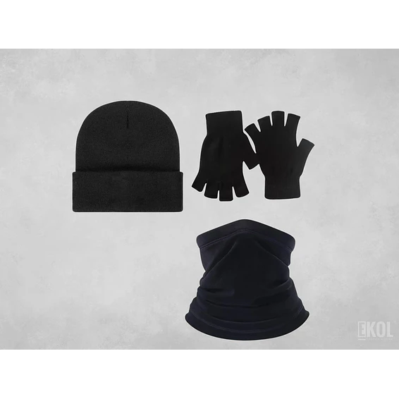 Set Invierno: Gorro Polar Cuello Polar Y Guante Sin Dedos 1