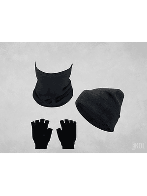 Set Invierno: Gorro Polar Cuello Polar Y Guante Sin Dedos