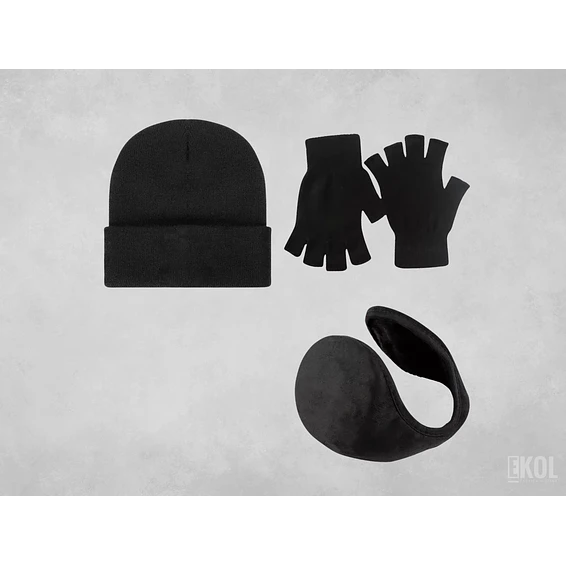 Set Invierno: Gorro Polar Orejera Y Guante Sin Dedos 1